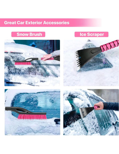 Cepillo y Raspador de Nieve OUSHASAA 68.58 cm Rosa 2 Piezas