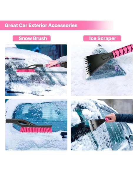 Cepillo y Raspador de Nieve OUSHASAA 68.58 cm Rosa 2 Piezas