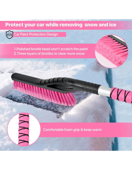 Cepillo y Raspador de Nieve OUSHASAA 68.58 cm Rosa 2 Piezas