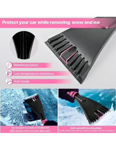 Cepillo y Raspador de Nieve OUSHASAA 68.58 cm Rosa 2 Piezas