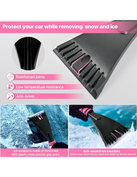 Cepillo y Raspador de Nieve OUSHASAA 68.58 cm Rosa 2 Piezas