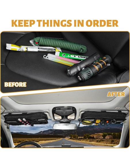 Organizador de Visera de Coche MAIKER con Cremallera y Molle