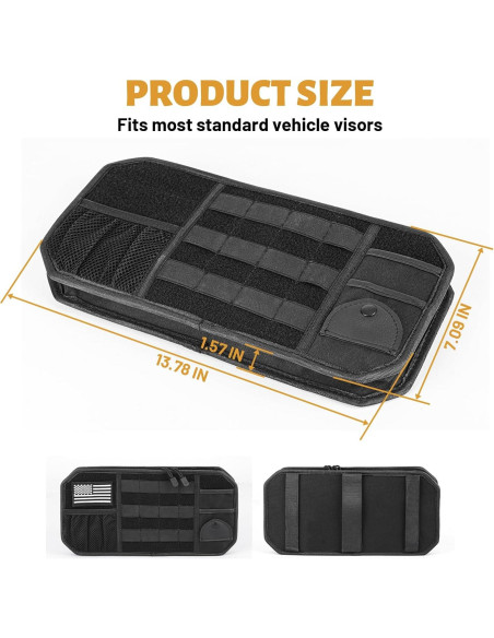Organizador de Visera de Coche MAIKER con Cremallera y Molle
