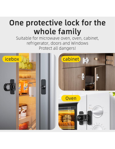 Cerraduras de Refrigerador a Prueba de Niños - 2 Piezas - Negro