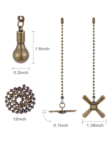 Cadenas de Tirón Decorativas para Ventilador de Techo Kelduemi
