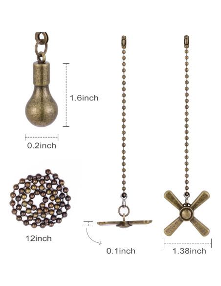 Cadenas de Tirón Decorativas para Ventilador de Techo Kelduemi