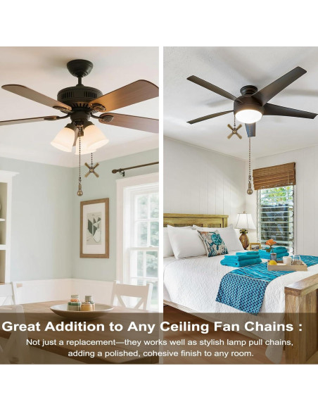 Cadenas de Tirón Decorativas para Ventilador de Techo Kelduemi