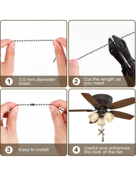 Cadenas de Tirón Decorativas para Ventilador de Techo Kelduemi