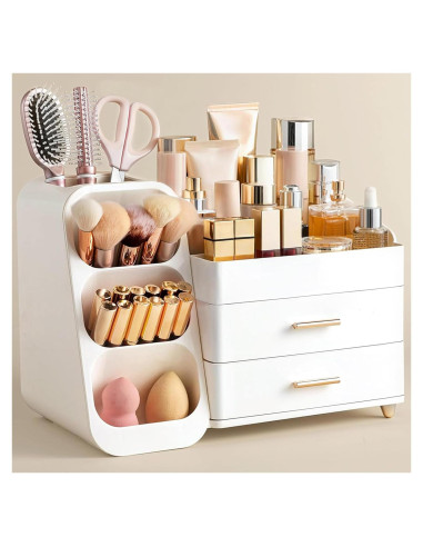 Organizador de Maquillaje HBlife Grande Blanco con Soporte