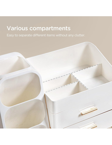 Organizador de Maquillaje HBlife Grande Blanco con Soporte