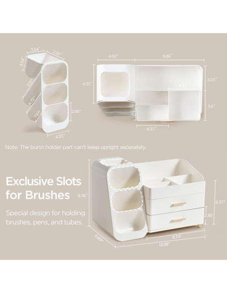 Organizador de Maquillaje HBlife Grande Blanco con Soporte