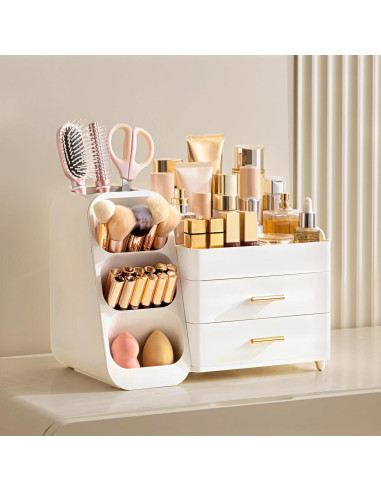 Organizador de Maquillaje HBlife Grande Blanco con Soporte