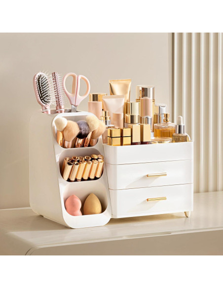 Organizador de Maquillaje HBlife Grande Blanco con Soporte