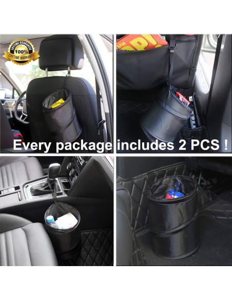 Basurero Plegable para Auto KITBEST 2 Pack Negro 1 Galón