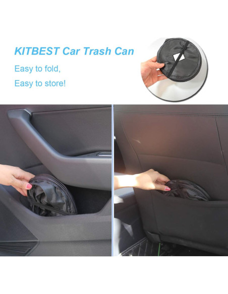 Basurero Plegable para Auto KITBEST 2 Pack Negro 1 Galón