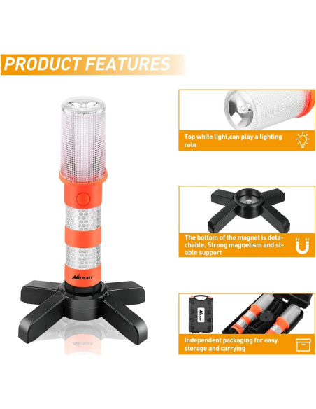 Kit de Luces de Emergencia LED Nilight - 4 Piezas, Soporte y Baterías