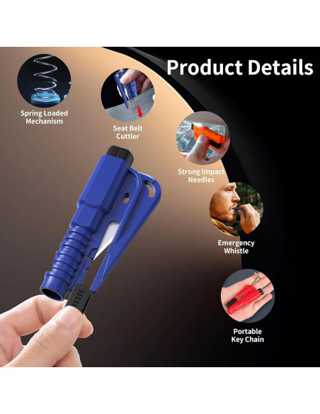 Herramienta de Escape 3 en 1 Fonestuff - Rompe Ventanas y Cortador de Cinturón