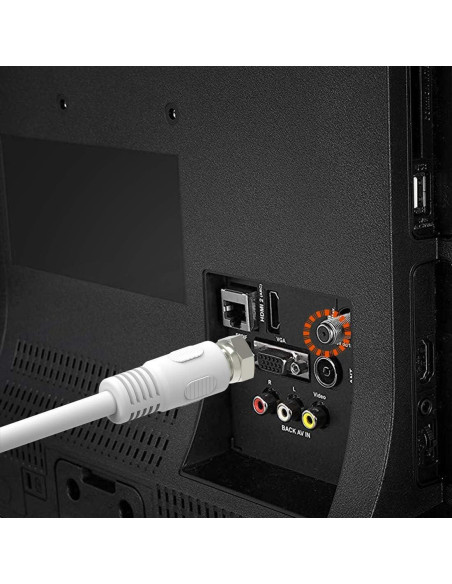 Cable coaxial RG6 4.57m RFAdapter blanco 75 Ohm F macho