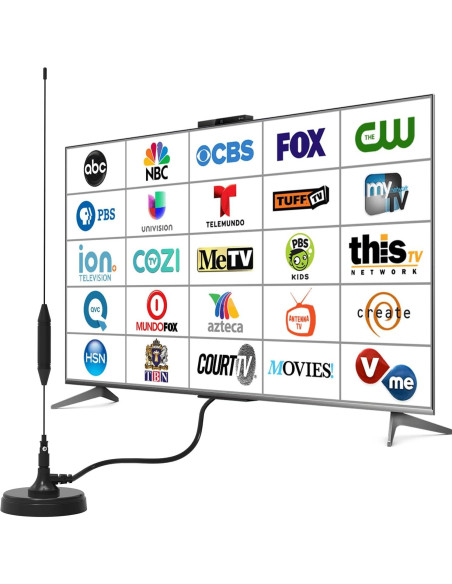 Antena de TV Transonic B168 Interior/Exterior 4K 1080P con Base Magnética