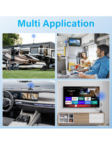 Antena de TV Transonic B168 Interior/Exterior 4K 1080P con Base Magnética