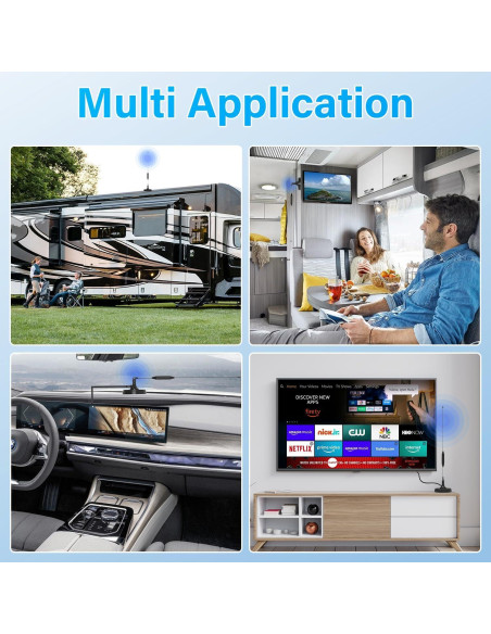 Antena de TV Transonic B168 Interior/Exterior 4K 1080P con Base Magnética