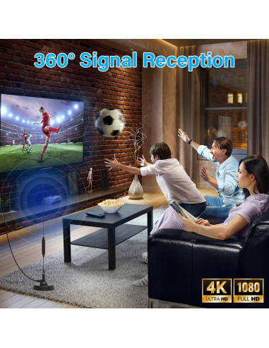 Antena de TV Transonic B168 Interior/Exterior 4K 1080P con Base Magnética