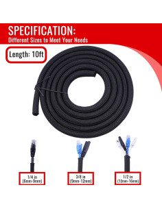 Funda de Cable Trenzada Flauzmann 1.27 cm x 3.05 m Negra 2