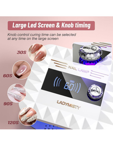 Lámpara UV Recargable 268W LadyMisty para Uñas de Gel