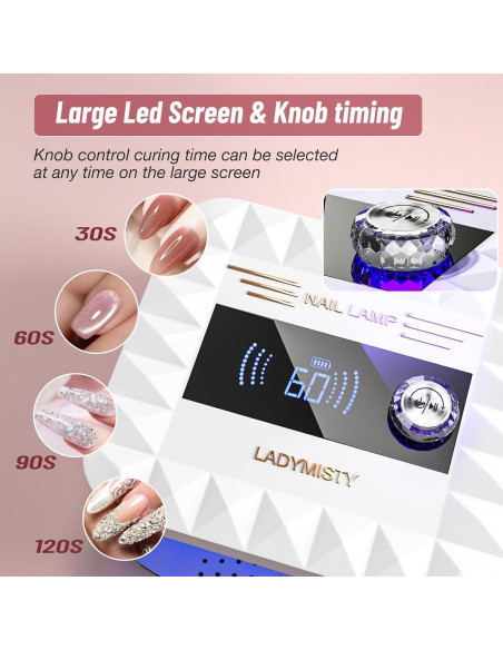 Lámpara UV Recargable 268W LadyMisty para Uñas de Gel