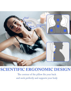 Almohada de Baño CAYCOIN 43x43 cm Ergonomica con Ventosas 2