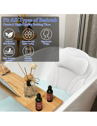 Almohada de Baño CAYCOIN 43x43 cm Ergonomica con Ventosas