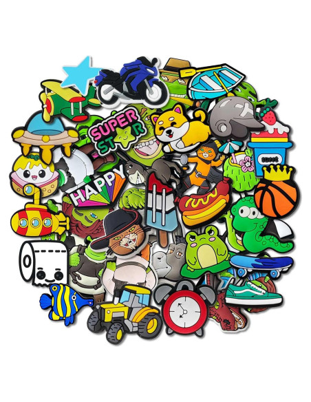 40 Encantos Aleatorios para Zapatos Brstjewey - PVC Divertidos 40 Encantos Aleatorios para Zapatos Brstjewey - PVC Divertidos