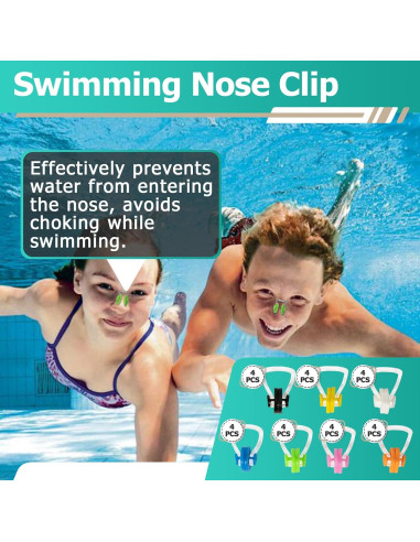 28 Tapones de Nariz para Nadar Gfdoso Silicona 7 Colores