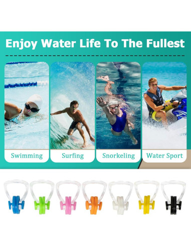 28 Tapones de Nariz para Nadar Gfdoso Silicona 7 Colores