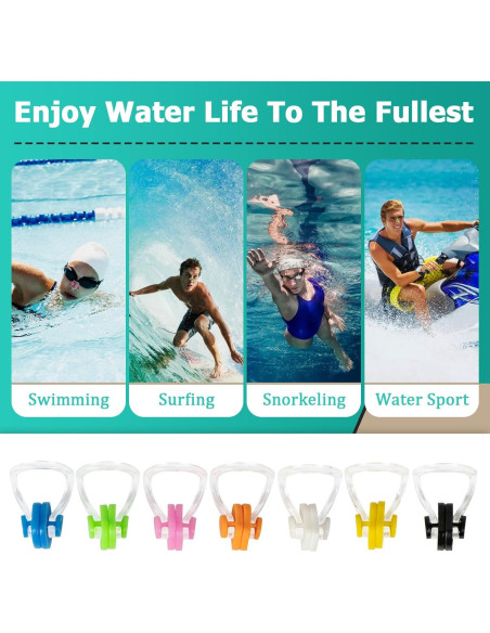 28 Tapones de Nariz para Nadar Gfdoso Silicona 7 Colores