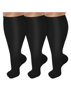 Paquete de 3 Medias de Compresión CTHH Talla Grande para Hombres y Mujeres