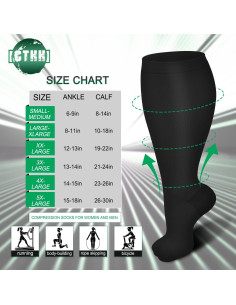 Paquete de 3 Medias de Compresión CTHH Talla Grande para Hombres y Mujeres 2