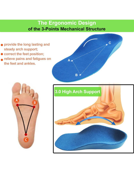 Plantillas ortopédicas Bellcon para niños con soporte de arco alto Plantillas ortopédicas Bellcon para niños con soporte de arco alto