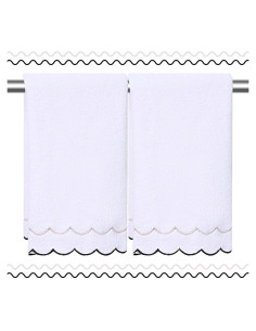 Juego de 2 Toallas de Mano 100% Algodón RRBXIA Gris y Negro 600 GSM