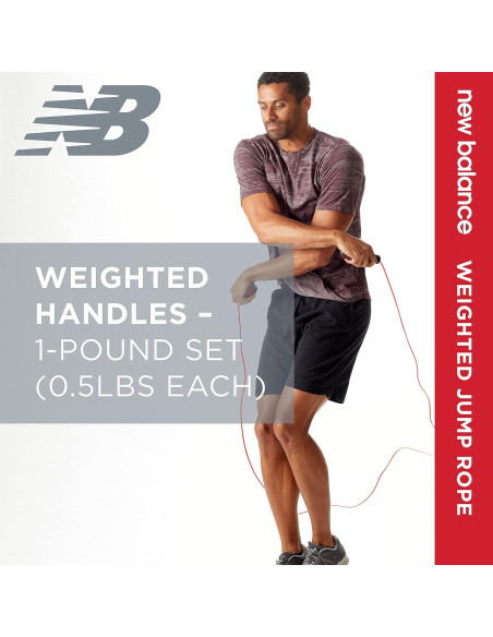 Cuerda de Salto con Peso New Balance 2.74m Ajustable Roja Cuerda de Salto con Peso New Balance 2.74m Ajustable Roja