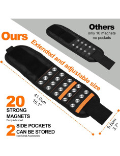 Pulsera Magnética Eyoftar para Herramientas - 20 Imanes, Naranja 2