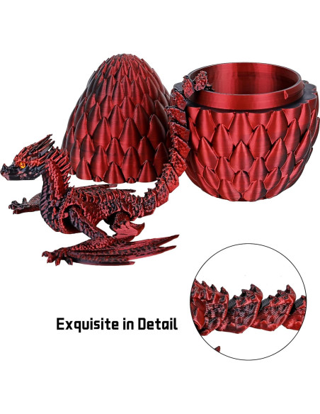 Dragón Impreso en 3D con Huevo Mágico - Juguete Antiestrés
