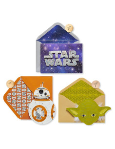 Tarjetas de Cumpleaños Papyrus Star Wars BB-8 Yoda - Paquete 3
