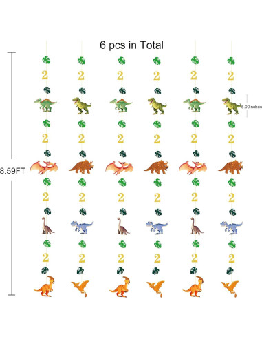 Decoraciones de Cumpleaños Dinosaurio 2 Años - Guirnalda Rex