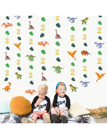 Decoraciones de Cumpleaños Dinosaurio 2 Años - Guirnalda Rex Decoraciones de Cumpleaños Dinosaurio 2 Años - Guirnalda Rex