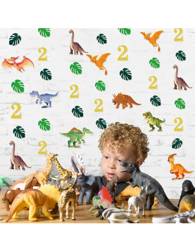 Decoraciones de Cumpleaños Dinosaurio 2 Años - Guirnalda Rex