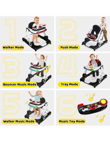 Andador 6 en 1 TODEFULL Negro con Altura y Velocidad Ajustables