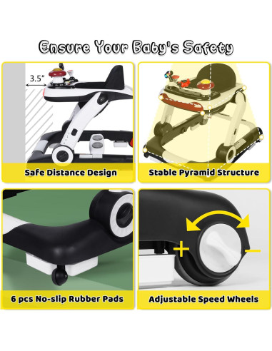 Andador 6 en 1 TODEFULL Negro con Altura y Velocidad Ajustables