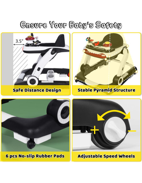 Andador 6 en 1 TODEFULL Negro con Altura y Velocidad Ajustables