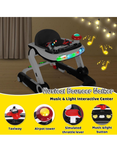 Andador 6 en 1 TODEFULL Negro con Altura y Velocidad Ajustables